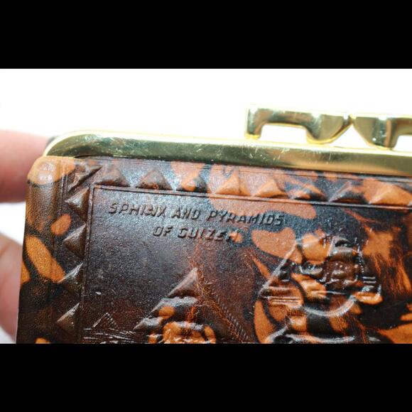 Egyptian Camel Leather Women Wallet Purse Brown King Tut Hunting 7.75" # 326 - Picture 5 of 8